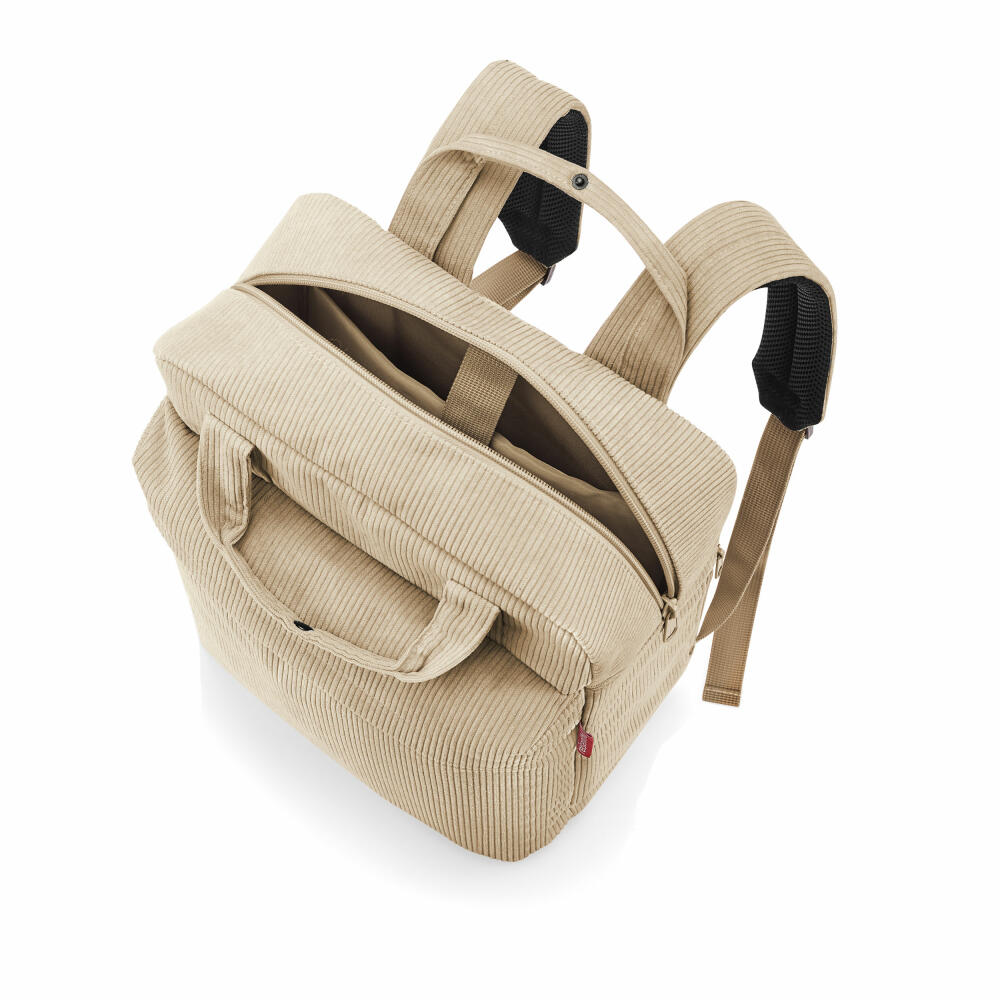 reisenthel allday backpack M, travel bag, backpack, recycled PET, cord sand, 15 L, EJ6052