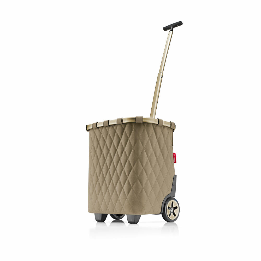 reisenthel carrycruiser, Einkaufstrolley, Einkaufskorb mit Rollen, Frame Rhombus Olive, 40 L, OE5047