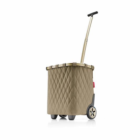 reisenthel carrycruiser, Einkaufstrolley, Einkaufskorb mit Rollen, Frame Rhombus Olive, 40 L, OE5047