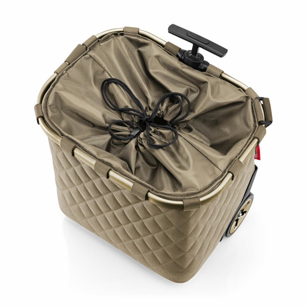 reisenthel carrycruiser, Einkaufstrolley, Einkaufskorb mit Rollen, Frame Rhombus Olive, 40 L, OE5047