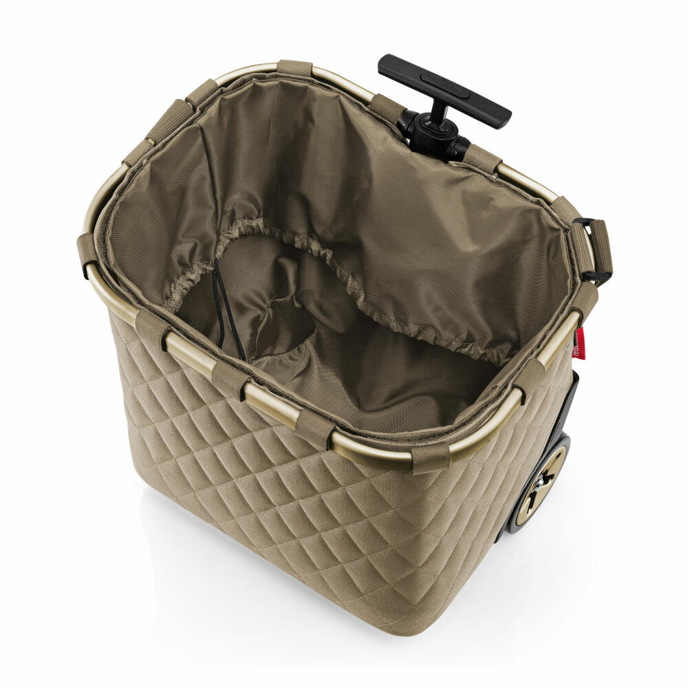 reisenthel carrycruiser, Einkaufstrolley, Einkaufskorb mit Rollen, Frame Rhombus Olive, 40 L, OE5047