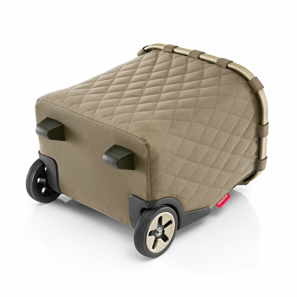 reisenthel carrycruiser, Einkaufstrolley, Einkaufskorb mit Rollen, Frame Rhombus Olive, 40 L, OE5047