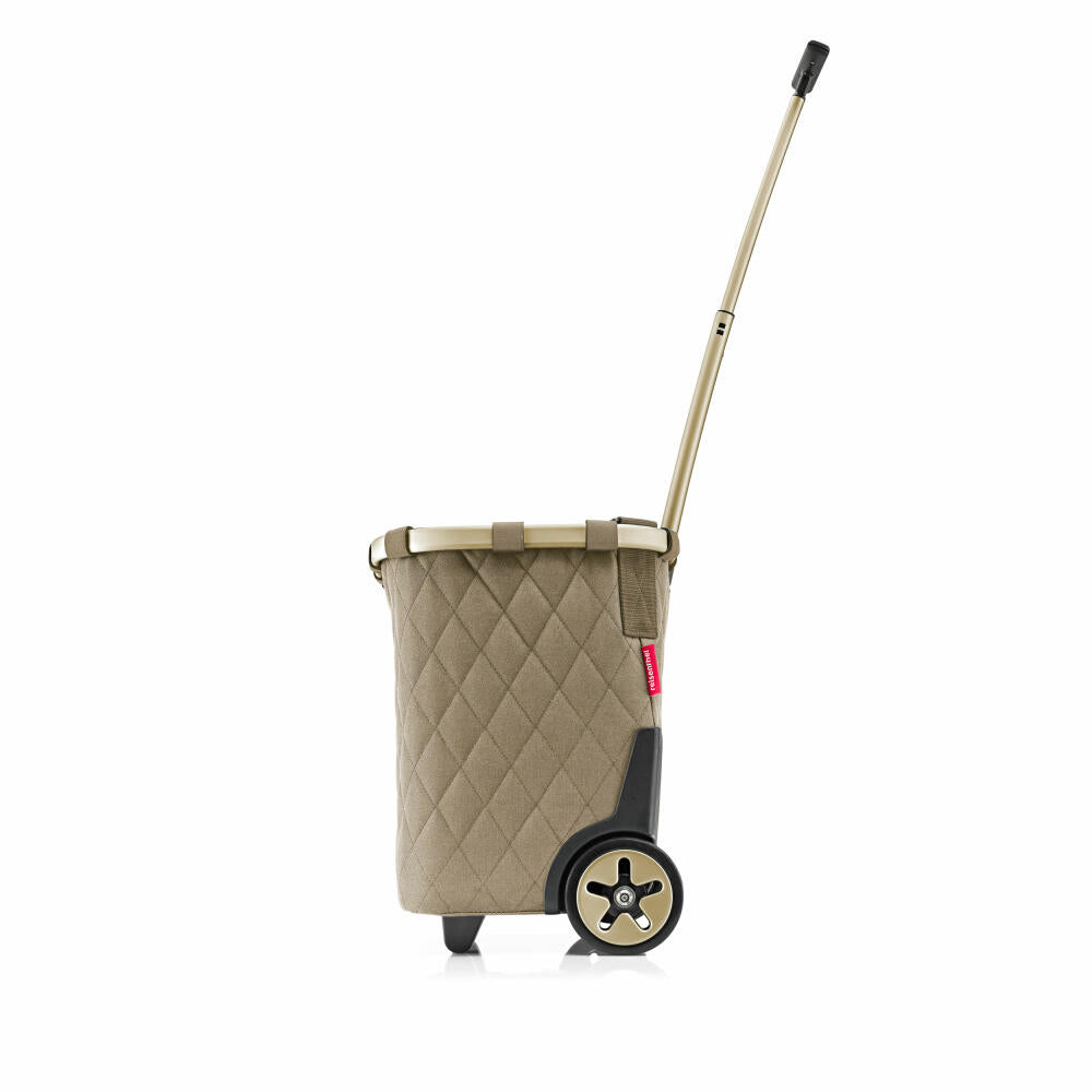reisenthel carrycruiser, Einkaufstrolley, Einkaufskorb mit Rollen, Frame Rhombus Olive, 40 L, OE5047