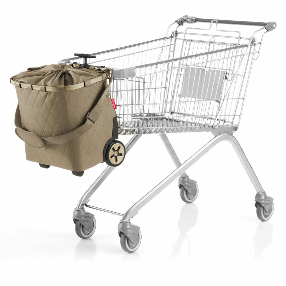 reisenthel carrycruiser, Einkaufstrolley, Einkaufskorb mit Rollen, Frame Rhombus Olive, 40 L, OE5047