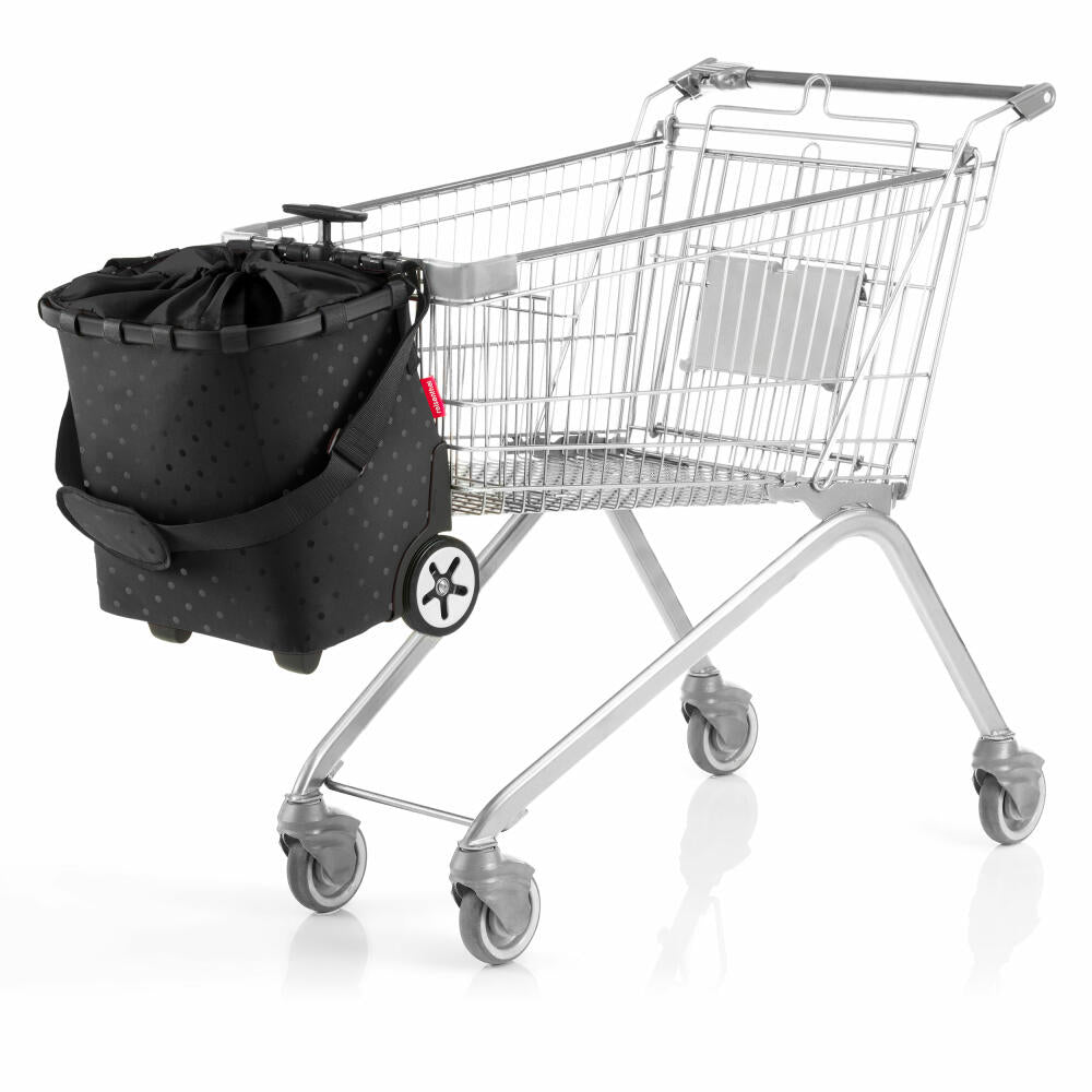 reisenthel carrycruiser, Einkaufstrolley, Einkaufskorb mit Rollen, Frame Glossy Dots Black, 40 L, OE7076