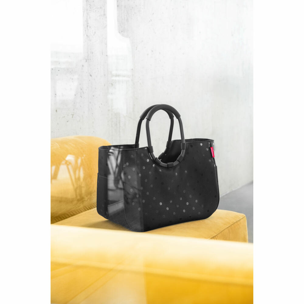 reisenthel loopshopper L, Einkaufstasche, Shopper, Tragetasche, Tasche, Frame Glossy Dots Black, 25 L, OR7076