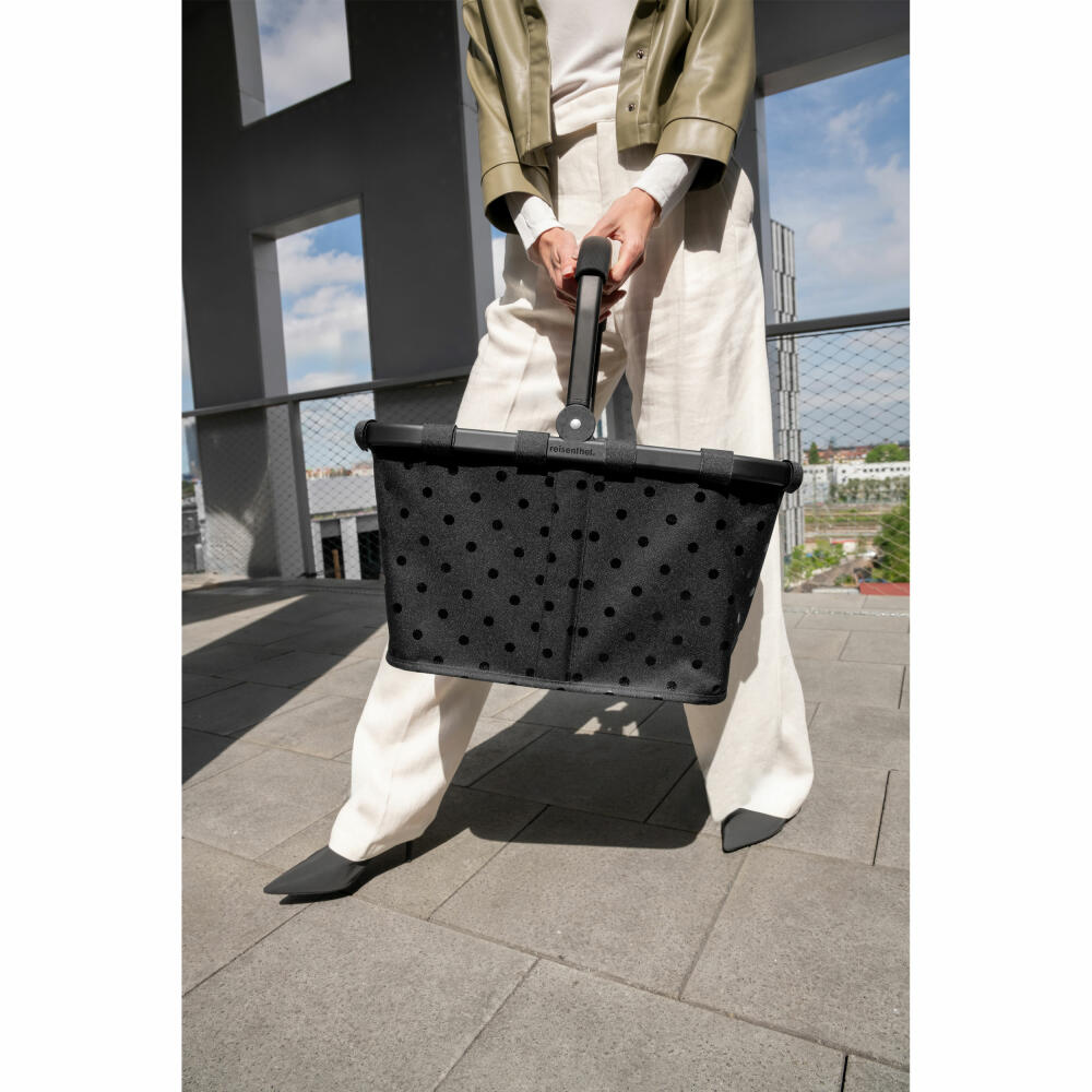 reisenthel carrybag, Einkaufskorb, Korb, Picknickkorb, Frame Glossy Dots Black, 22 L, BK7076