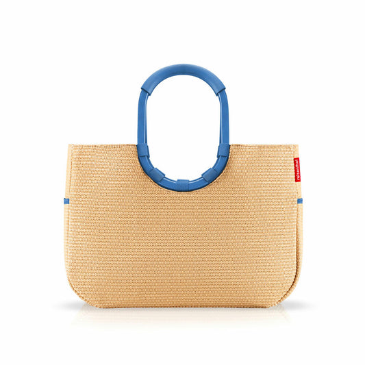 reisenthel loopshopper L, Einkaufstasche, Shopper, Tragetasche, Tasche, Frame Raffia Blue, 25 L, OR4122