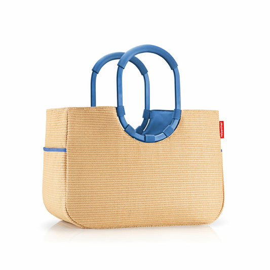 reisenthel loopshopper L, Einkaufstasche, Shopper, Tragetasche, Tasche, Frame Raffia Blue, 25 L, OR4122