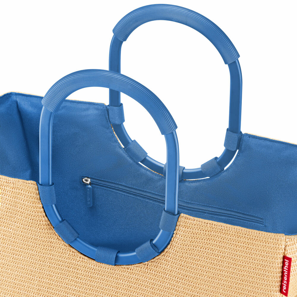 reisenthel loopshopper L, Einkaufstasche, Shopper, Tragetasche, Tasche, Frame Raffia Blue, 25 L, OR4122