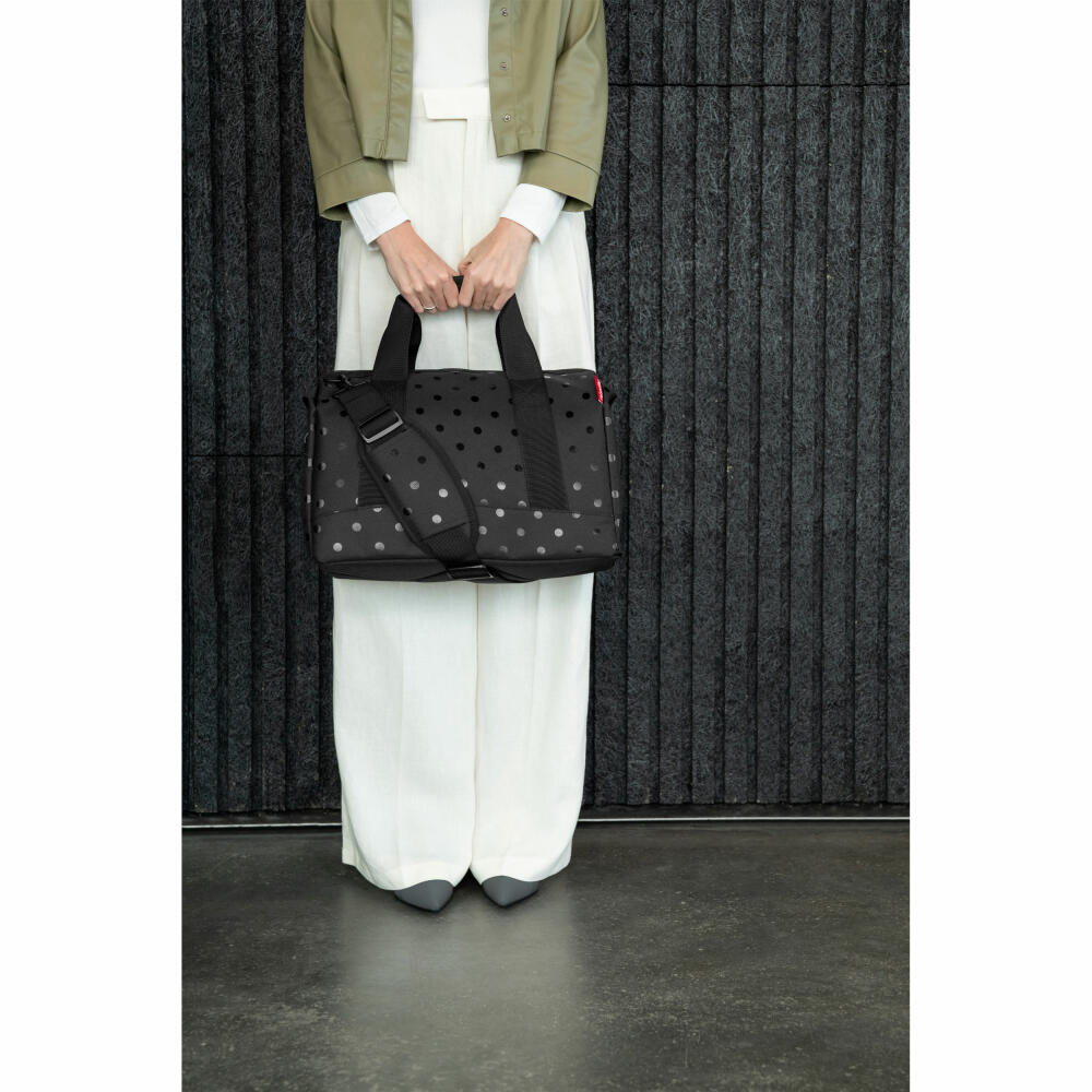 reisenthel allrounder M, Reisetasche, Sporttasche, Tasche, Glossy Dots Black, 18 L, MS7075