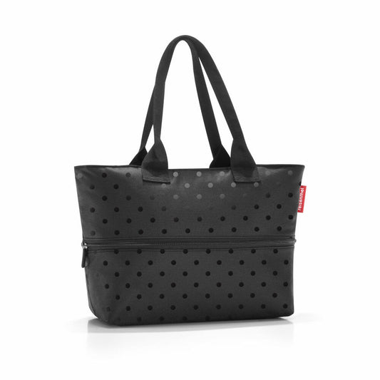 reisenthel shopper e1, Einkaufstasche, Tragetasche, Tasche, Glossy Dots Black, 12 L, RJ7075