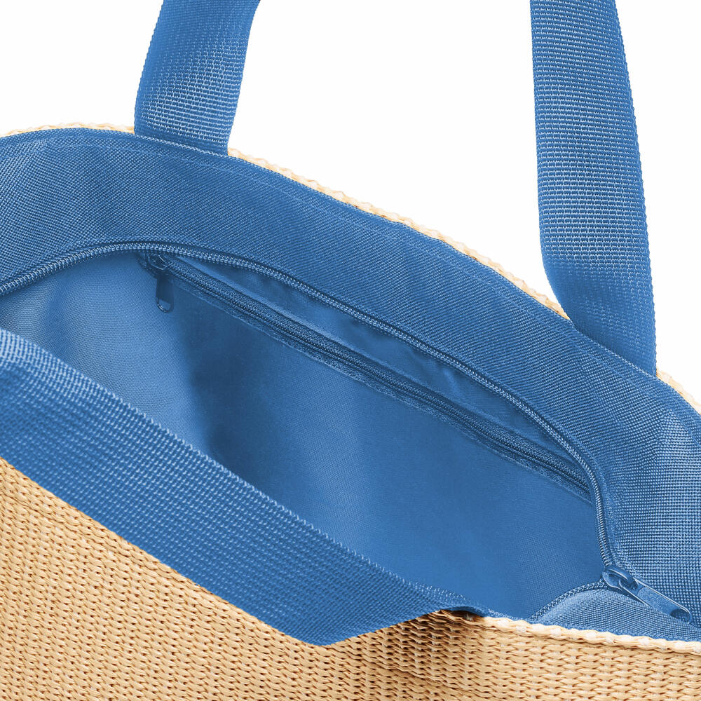 reisenthel shopper M, Einkaufstasche, Tragetasche, Tasche, Raffia Blue, 15 L, ZS4121