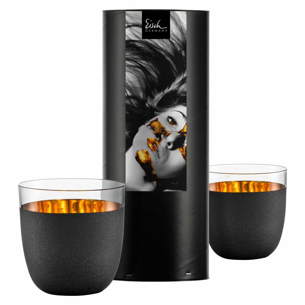 Eisch Becher 2er Set Cosmo Gold, Trinkbecher, Gläser, Kristallglas, Gold, Schwarz, 390 ml, 70510416