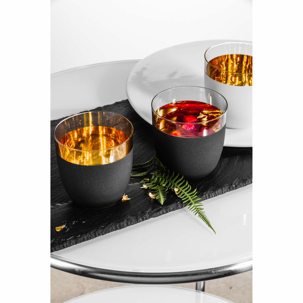 Eisch Becher 2er Set Cosmo Gold, Trinkbecher, Gläser, Kristallglas, Gold, Schwarz, 390 ml, 70510416