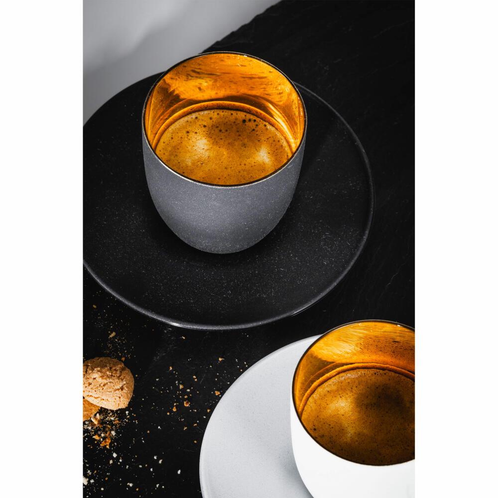 Eisch Espressoglas mit Untersetzer Cosmo Gold, Kristallglas, Gold, Schwarz, 100 ml, 70510906