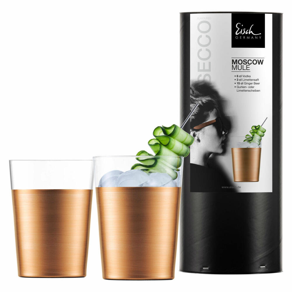 Eisch Moscow Mule Glass Set of 2 Secco Flavoured, Mug, Crystal Glass, Copper, 550 ml, 30011893