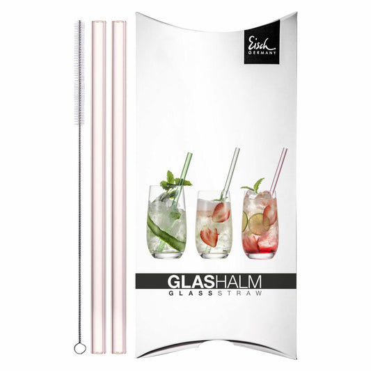 Eisch Glashalm 2er Set Gentleman Rosé, mit Bürste, Glastrinkhalme, Glas, Rosé, 20 cm, 86599813
