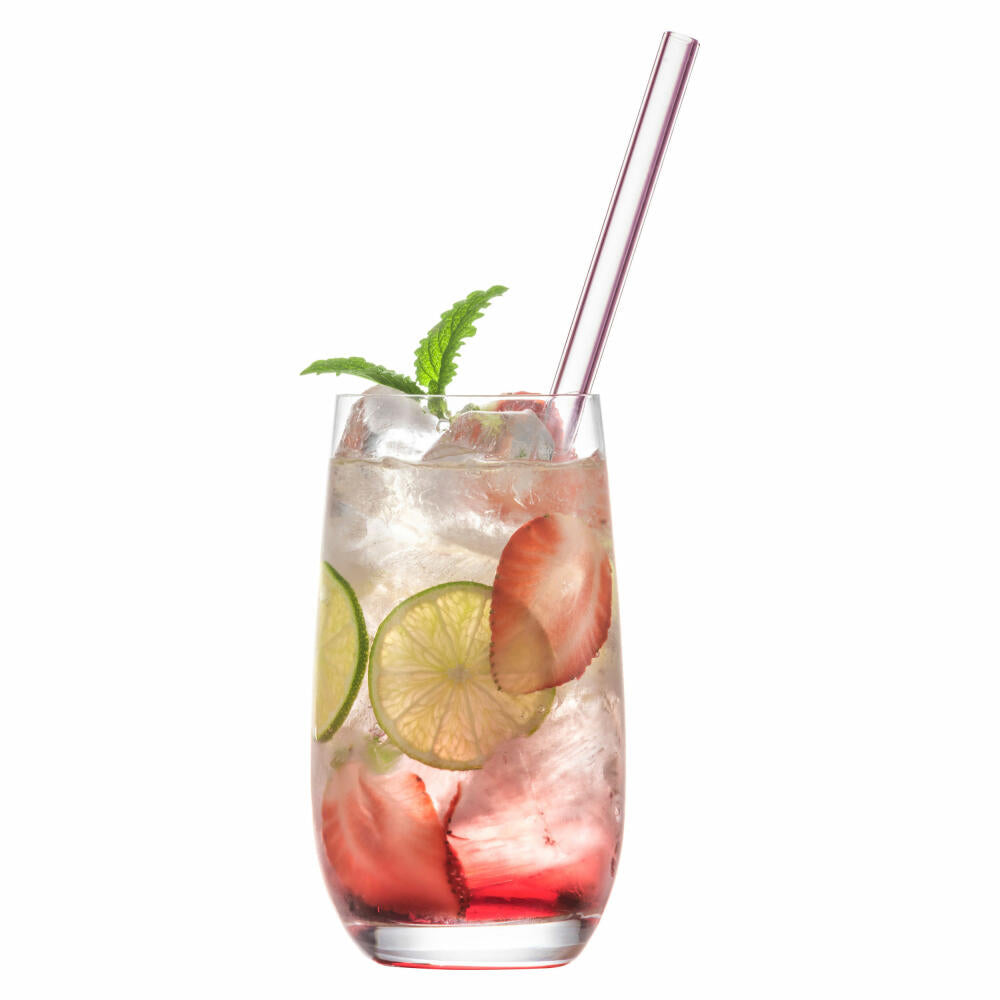 Eisch Glashalm 2er Set Gentleman Rosé, mit Bürste, Glastrinkhalme, Glas, Rosé, 20 cm, 86599813