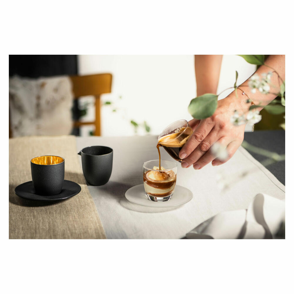 Eisch Affogato al oro Set Cosmo Gold, espresso glass with saucer and jug, crystal glass, gold, black, 100 ml, 70510905