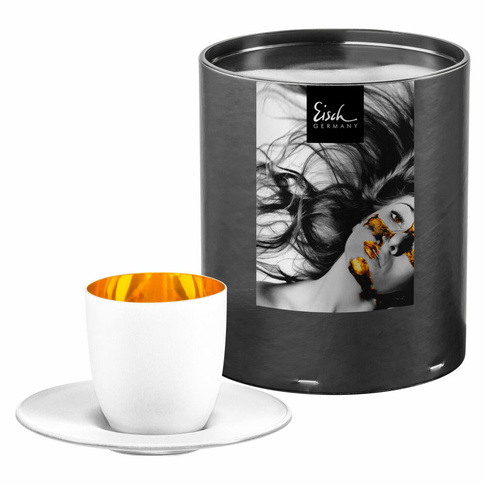Eisch Espressoglas mit Untersetzer Cosmo Pure White, Kristallglas, Gold, Reinweiß, 100 ml, 77410906