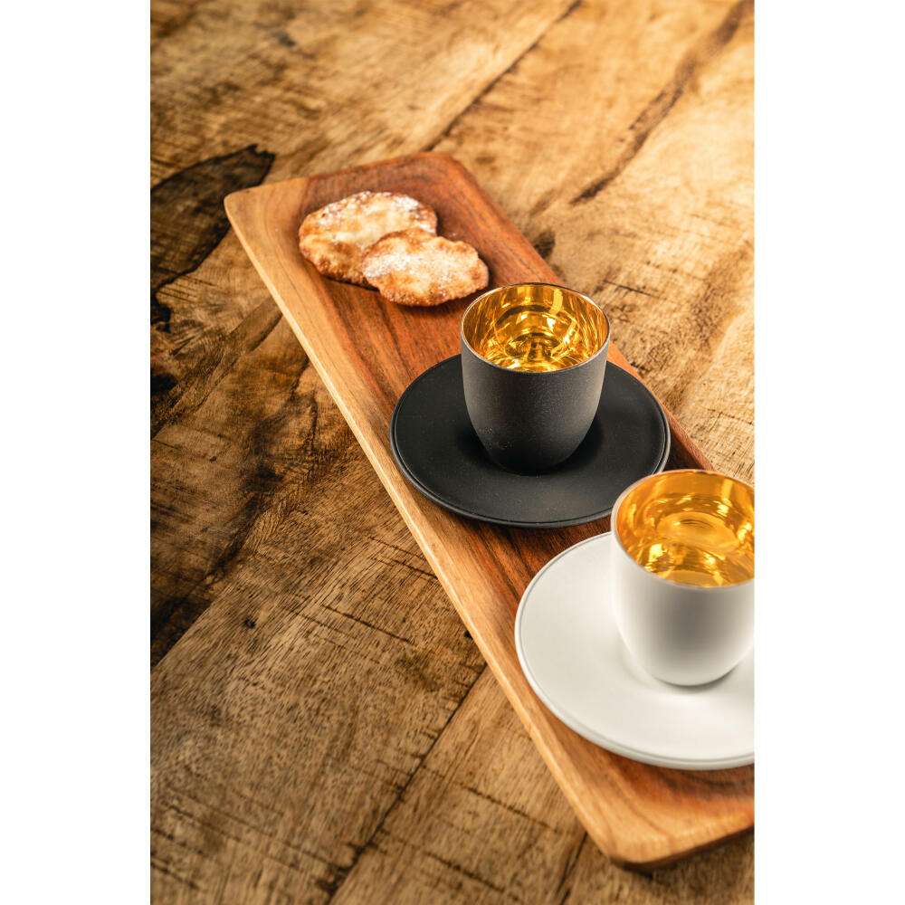 Eisch Espressoglas mit Untersetzer Cosmo Pure White, Kristallglas, Gold, Reinweiß, 100 ml, 77410906