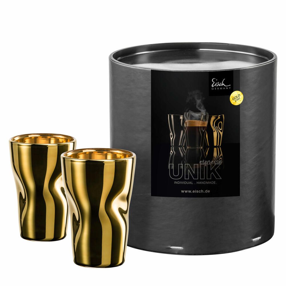Eisch Espressoglas 2er Set Unik Gold, Espressotasse, Glas, Gold, 100 ml, 30013202