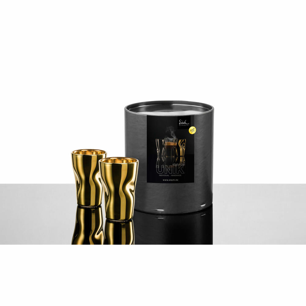 Eisch Espressoglas 2er Set Unik Gold, Espressotasse, Glas, Gold, 100 ml, 30013202