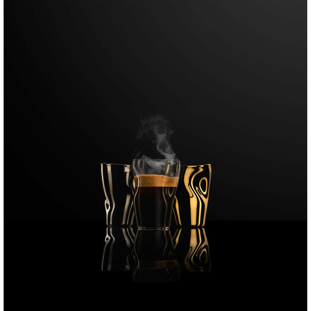 Eisch espresso glass with saucer Unik gold, espresso cup, glass, gold, black, 100 ml, 30013201
