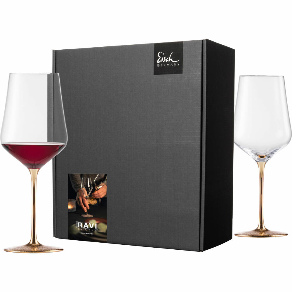 Eisch Bordeaux glasses Ravi Gold, set of 2, red wine glass, wine glass, crystal glass, 620 ml, 75751821