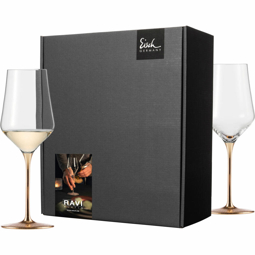 Eisch white wine glasses Ravi Gold, set of 2, white wine glass, wine glass, crystal glass, 380 ml, 75751830