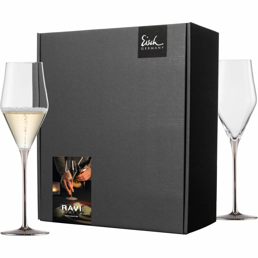 Eisch Ravi Platinum champagne glasses, set of 2, champagne glasses, glass, crystal glass, 260 ml, 75851870