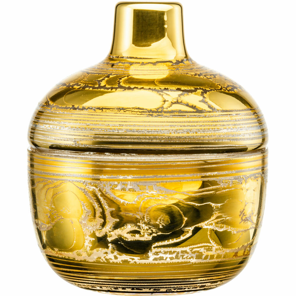 Eisch Dose Goldleaf, glass jar, storage jar, snack bowl, decorative bowl, crystal glass, gold, H 16.5 cm, 77536914