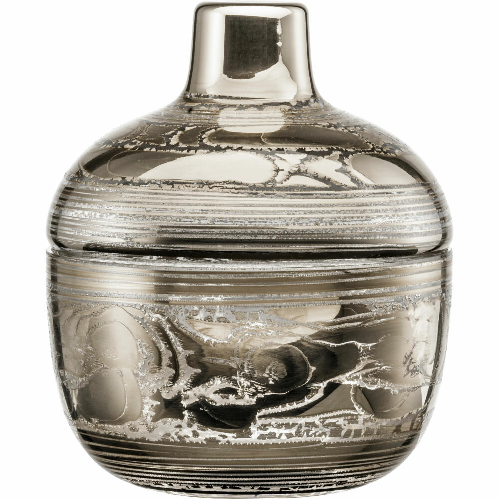 Eisch Dose Goldleaf, glass jar, storage jar, snack bowl, decorative bowl, crystal glass, platinum, H 16.5 cm, 77636914