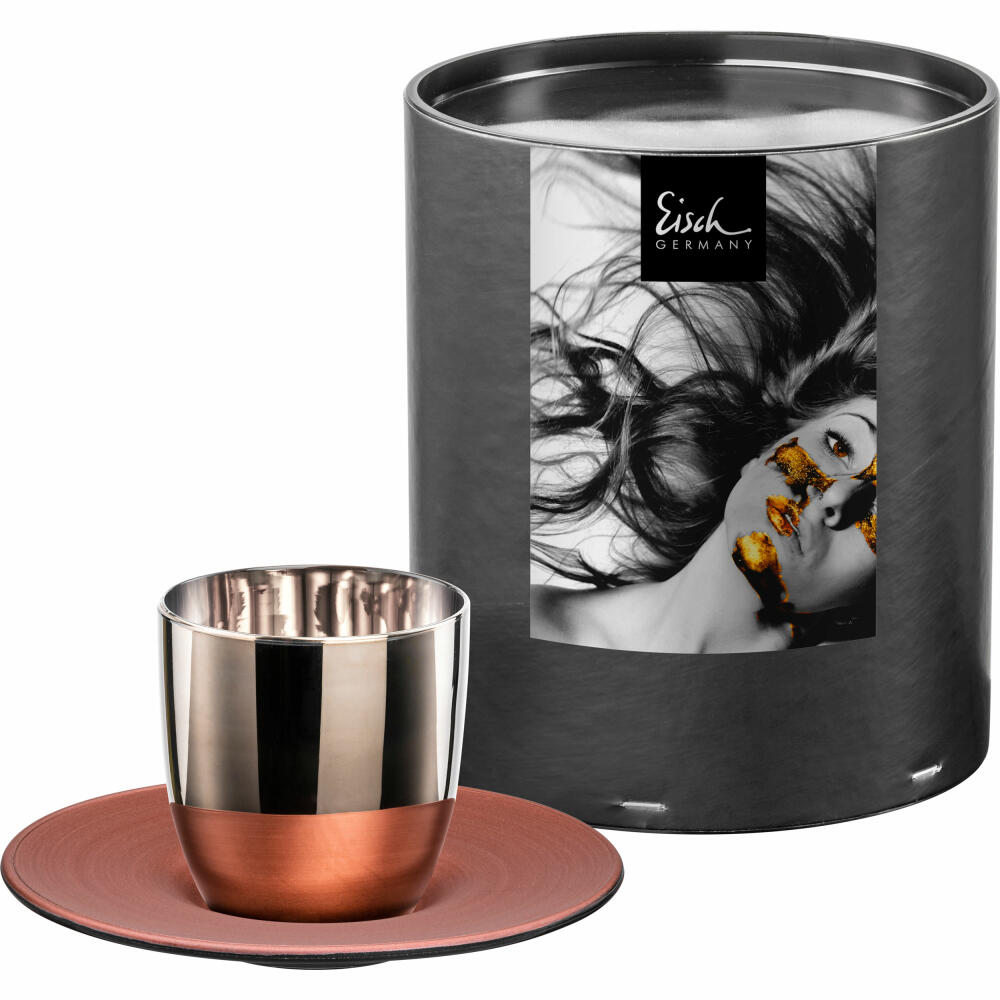 Eisch espresso glass Cosmo collect, 2-piece, with coaster, espresso cup, crystal glass, platinum / copper, 100 ml, 70510910