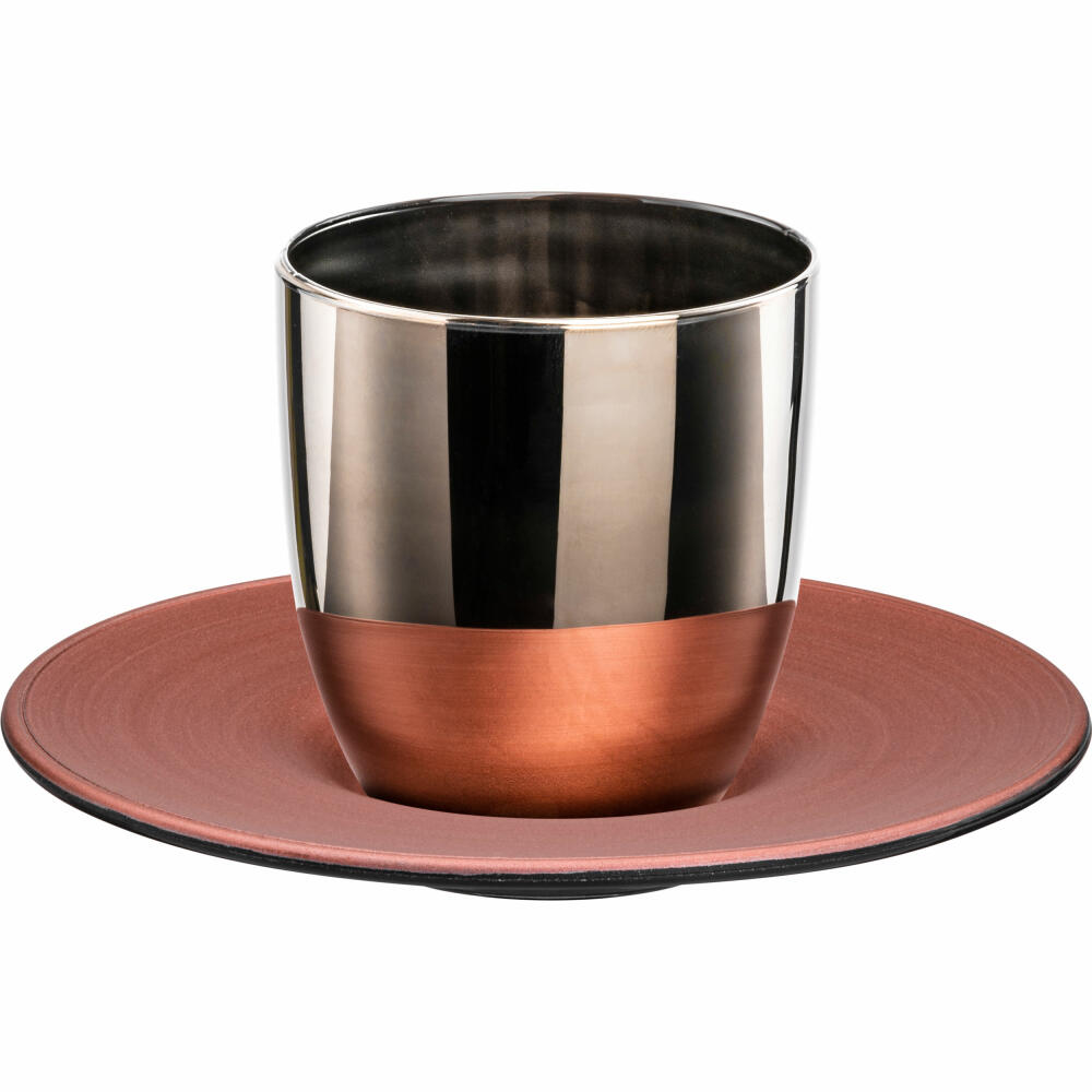 Eisch espresso glass Cosmo collect, 2-piece, with coaster, espresso cup, crystal glass, platinum / copper, 100 ml, 70510910