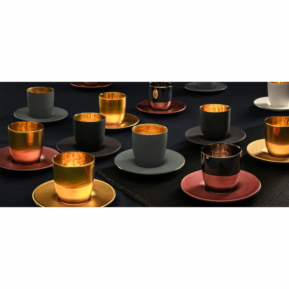 Eisch espresso glass Cosmo collect, 2-piece, with coaster, espresso cup, crystal glass, platinum / copper, 100 ml, 70510910