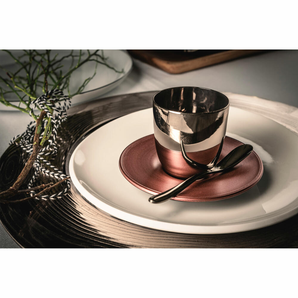Eisch espresso glass Cosmo collect, 2-piece, with coaster, espresso cup, crystal glass, platinum / copper, 100 ml, 70510910