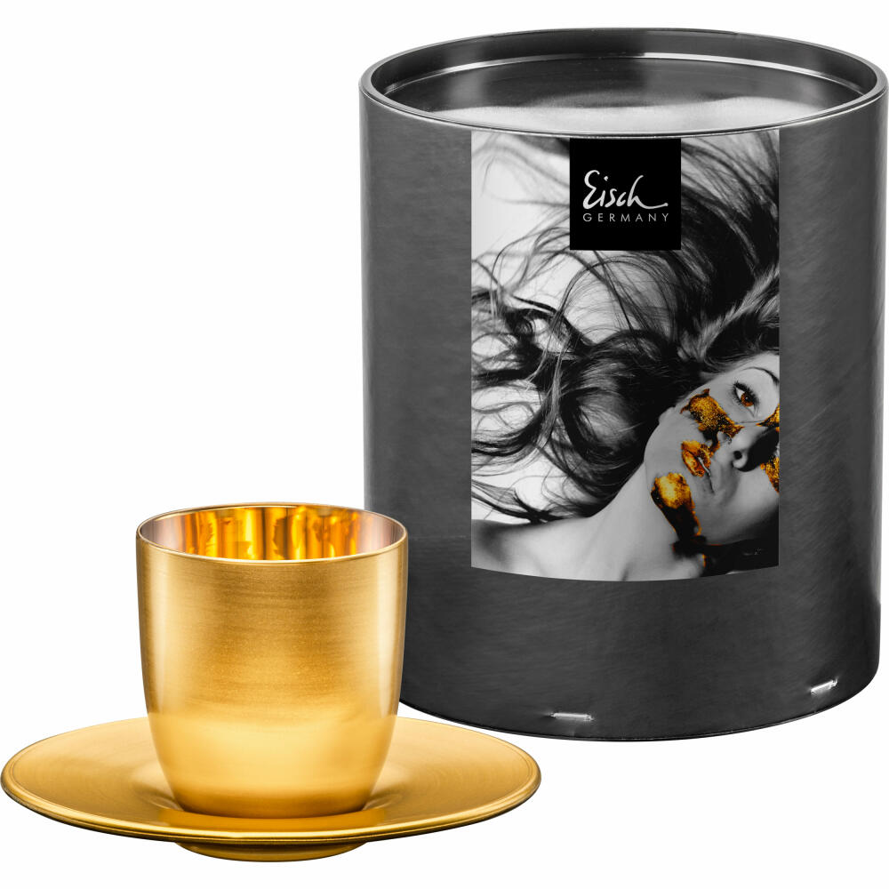 Eisch espresso glass Cosmo collect, 2-piece, with coaster, espresso cup, crystal glass, gold, 100 ml, 70510911