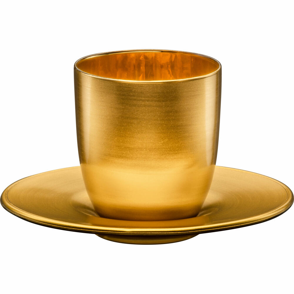 Eisch espresso glass Cosmo collect, 2-piece, with coaster, espresso cup, crystal glass, gold, 100 ml, 70510911