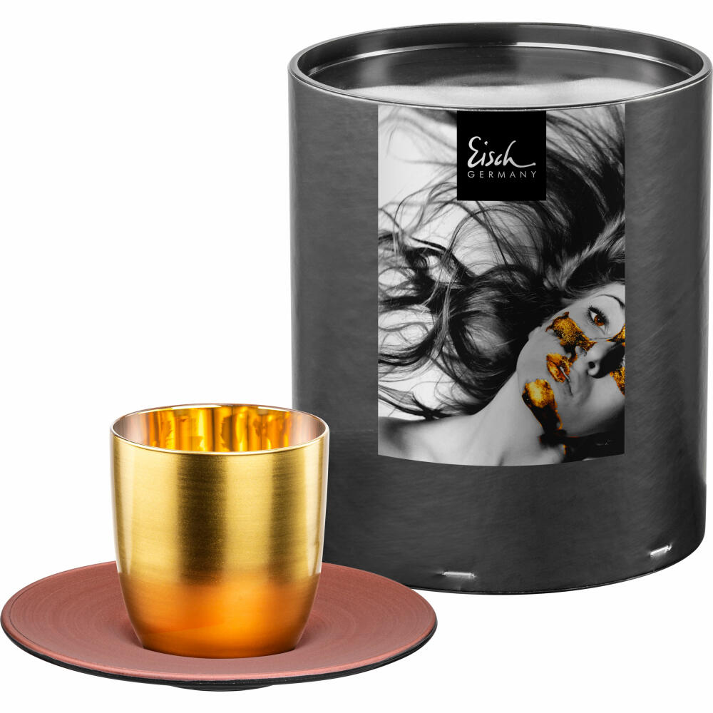 Eisch espresso glass Cosmo collect, 2-piece, with coaster, espresso cup, crystal glass, gold / copper, 100 ml, 70510913