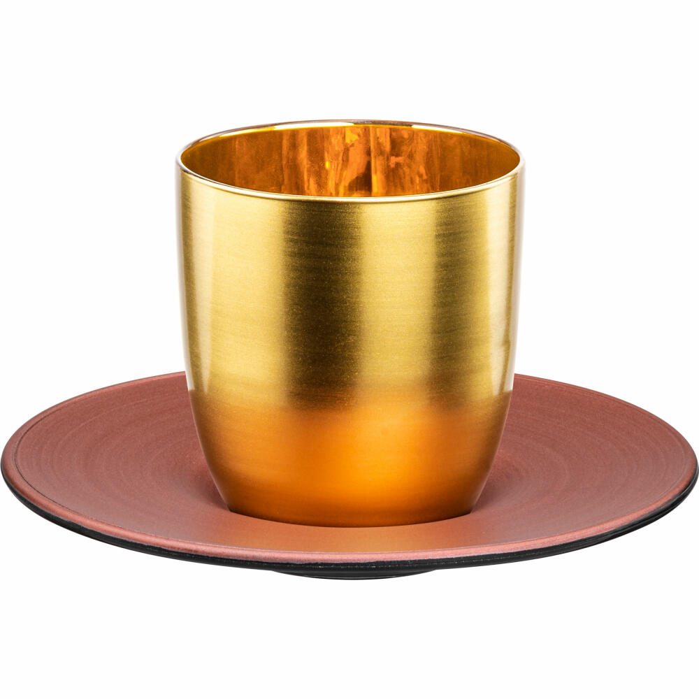 Eisch espresso glass Cosmo collect, 2-piece, with coaster, espresso cup, crystal glass, gold / copper, 100 ml, 70510913