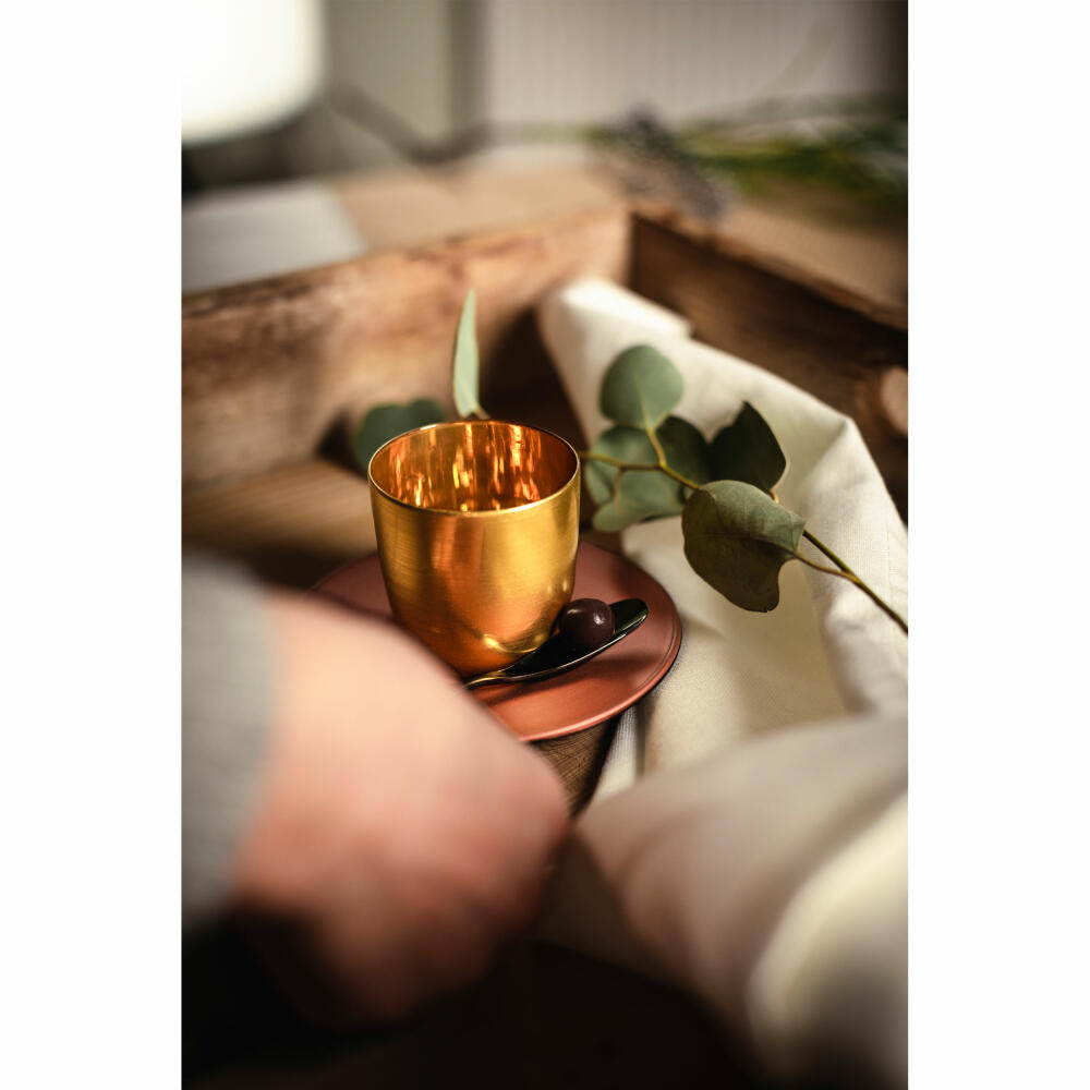 Eisch espresso glass Cosmo collect, 2-piece, with coaster, espresso cup, crystal glass, gold / copper, 100 ml, 70510913