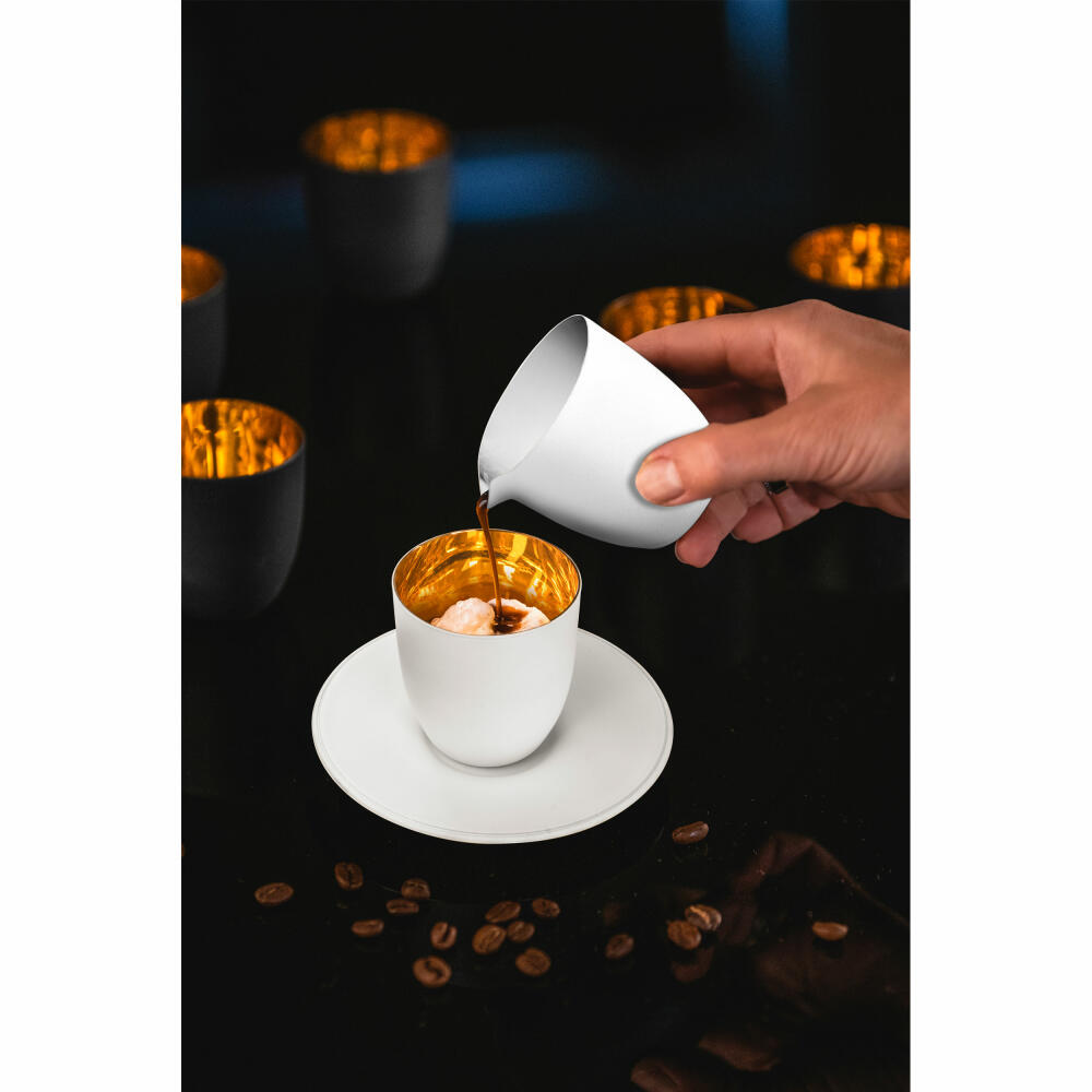 Eisch Affogato al oro glass Cosmo pure white, 3-piece, espresso glass with coaster and jug, white / gold, 77410905
