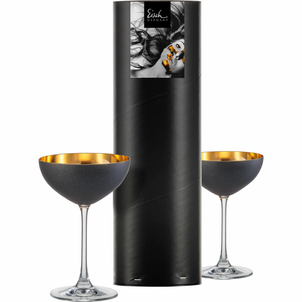 Eisch dessert bowls Cosmo Gold, set of 2, dessert bowl, cocktail bowl, crystal glass, gold / black, 250 ml, 70555181