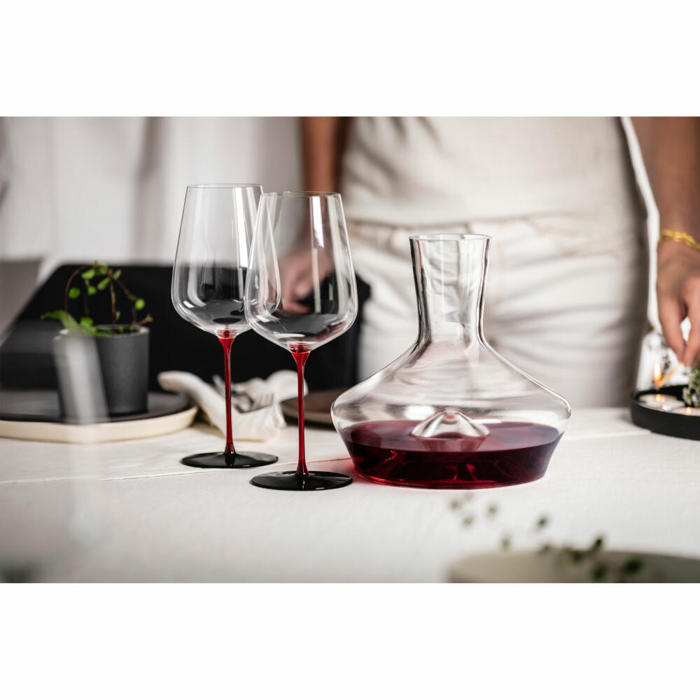 Eisch Allroundgläser Red Sensisplus, 2er Set, Weinglas, Rotweinglas, Gläser, Kristallglas, Rot / Schwarz, 740 ml, 15432020