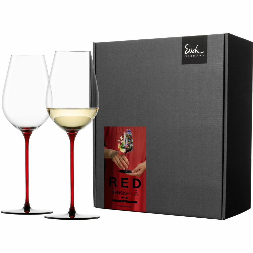 Eisch Allroundgläser Red Sensisplus, 2er Set, Weinglas, Weißweinglas, Champagnerglas, Kristallglas, Rot / Schwarz, 400 ml, 15432070