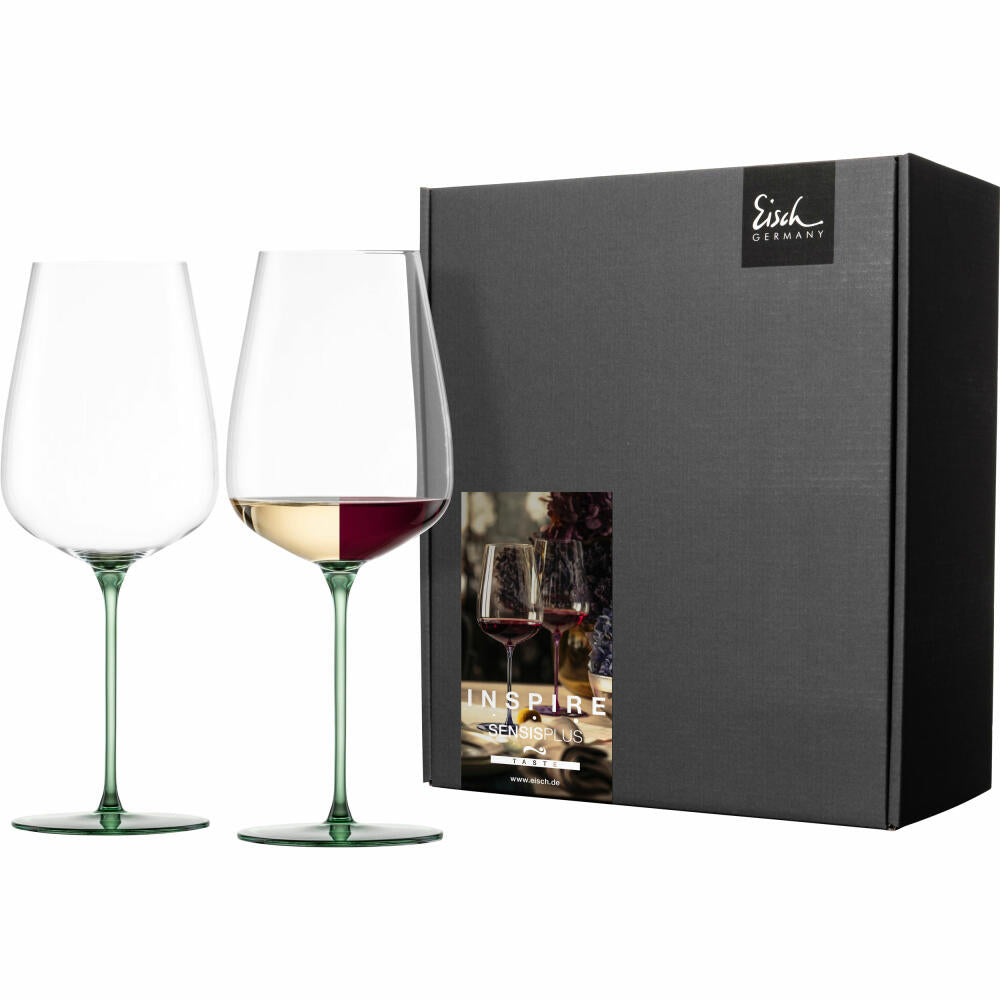 Eisch Allroundgläser Inspire Sensisplus, 2er Set, Rotweinglas, Weinglas, Kristallglas, Grün, 740 ml, 15437020