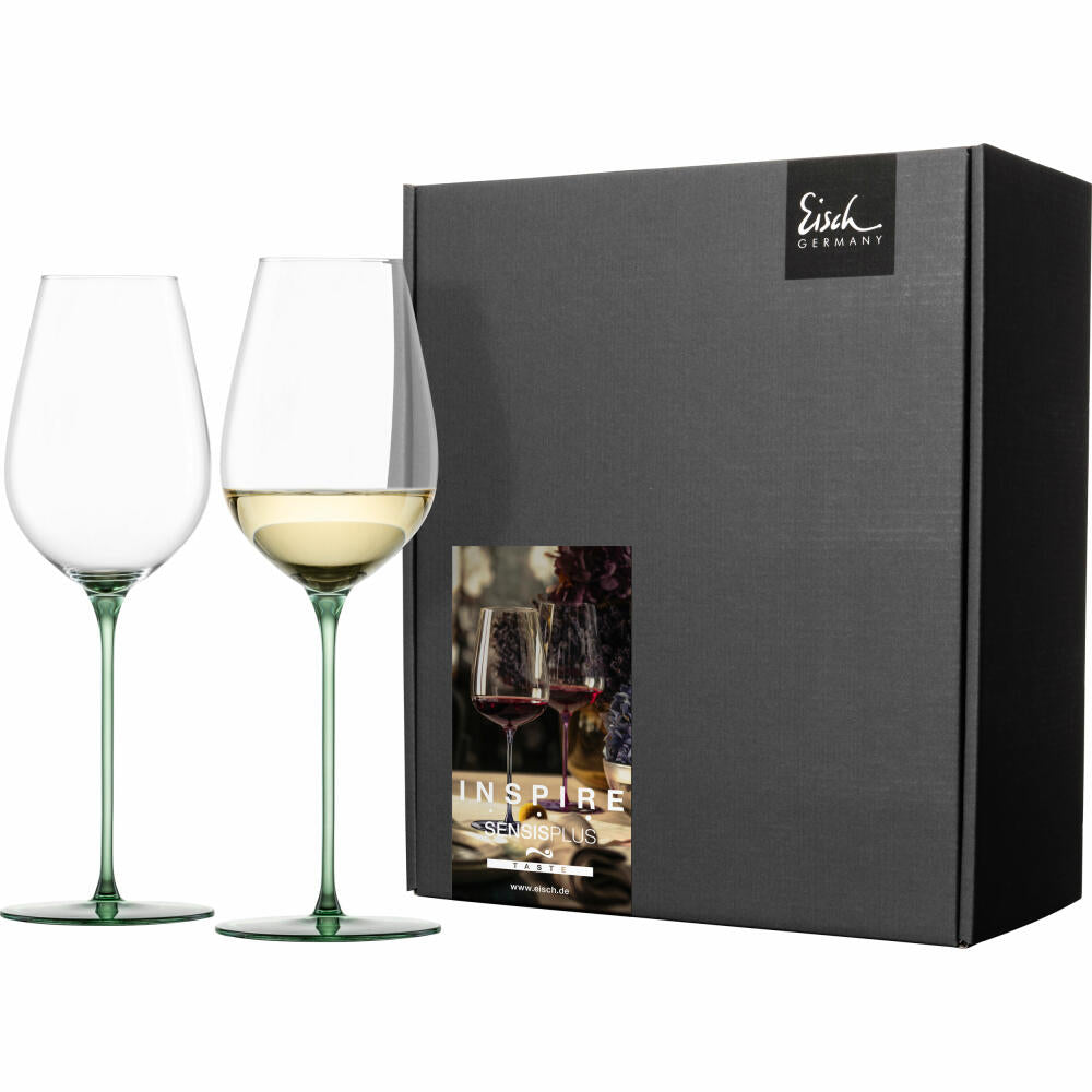 Eisch Allroundgläser Inspire Sensisplus, 2er Set, Champagnerglas, Weinglas, Kristallglas, Grün, 400 ml, 15437070