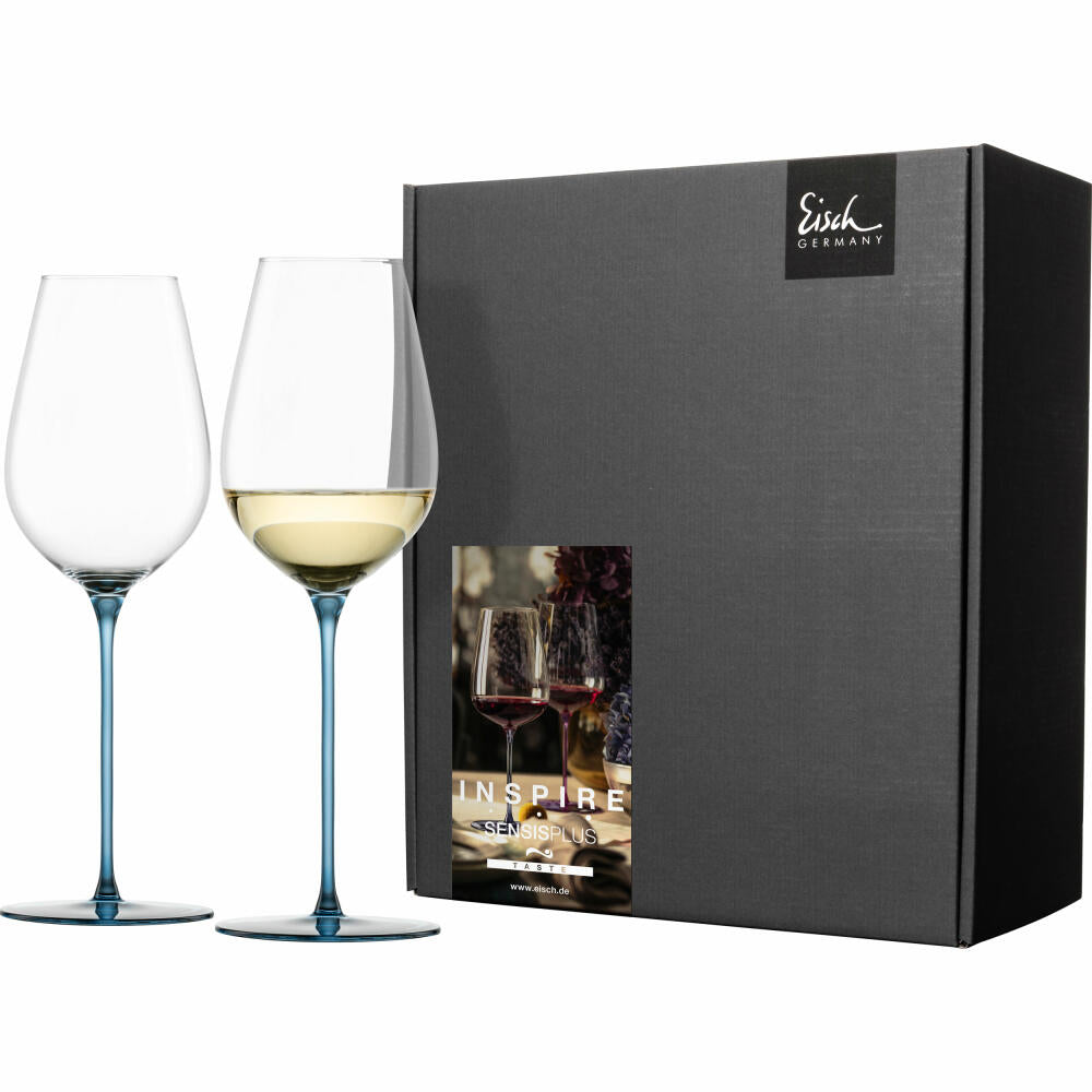 Eisch Allroundgläser Inspire Sensisplus, 2er Set, Champagnerglas, Weinglas, Kristallglas, Blau, 400 ml, 15437071